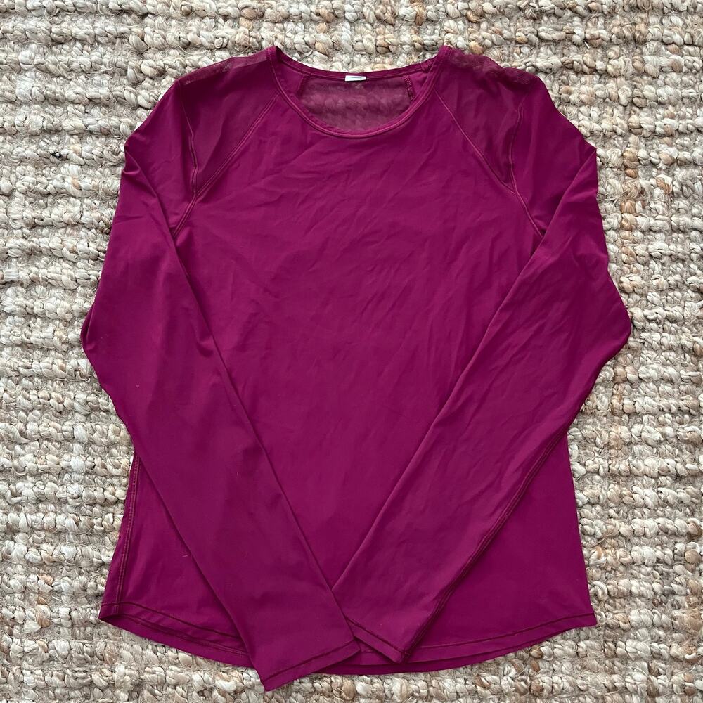 Lululemon Sculpt Long Sleeve Shirt Deep Luxe Mesh Running Top Women's 6 Est - Picture 4 of 10